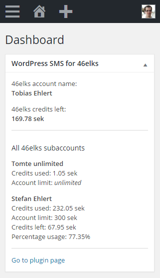 WP-SMS-46elks_dashboard